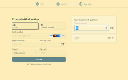 Payment form page preview