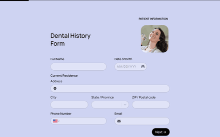 Patient form page preview