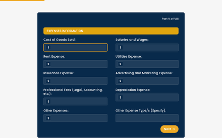 Expenses form page preview