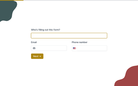 Personal info form page preview