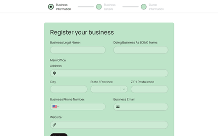 Business form page preview