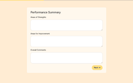 Performance form page preview