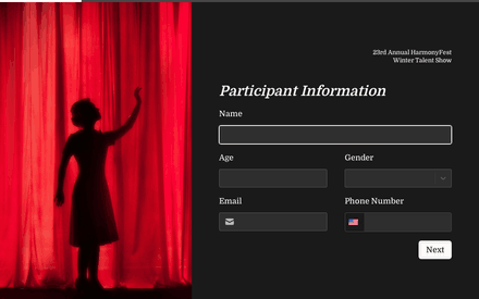 Participant form page preview