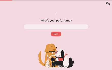 Pet Name form page preview