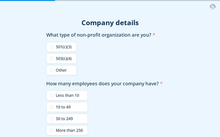 Company details form page preview