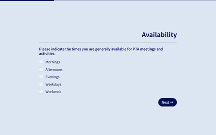 Availability form page preview
