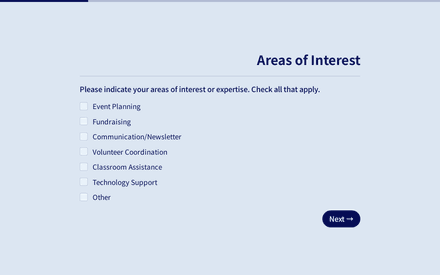 Interest form page preview