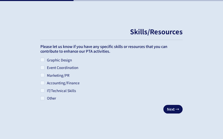 Skills form page preview