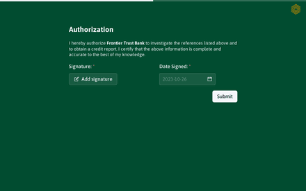 Authorization form page preview