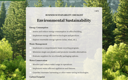 Environmental form page preview