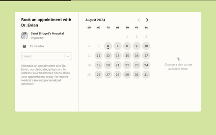 Scheduling form page preview