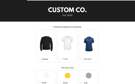 Apparel form page preview