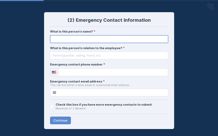 Emergency contact 2 form page preview