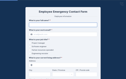 Employee information form page preview