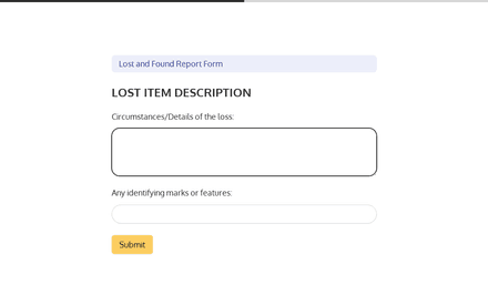 Lost Description form page preview
