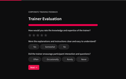 Trainer form page preview