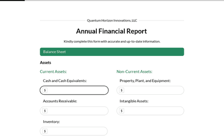 Balance Sheet form page preview