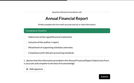 Compliance form page preview