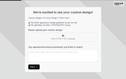 Custom design upload form page preview