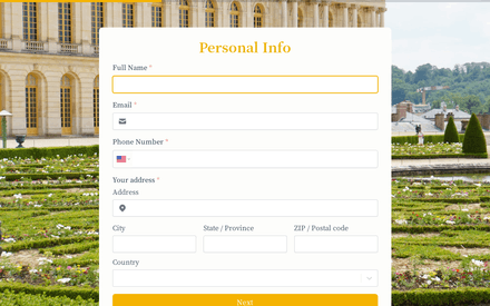 Personal Info form page preview