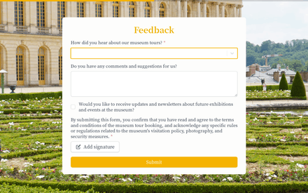 Feedback form page preview