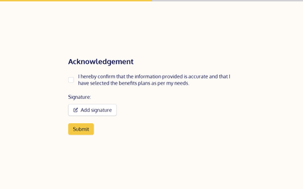 Acknowledgement form page preview