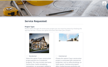 Services form page preview