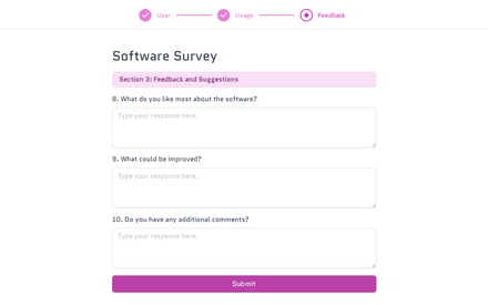 Feedback form page preview