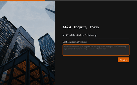 Confidentiality form page preview