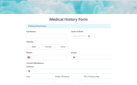 Patient form page preview