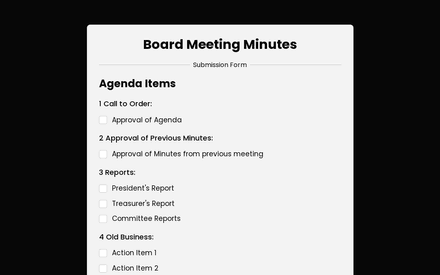 Agenda form page preview