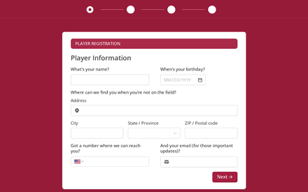 Player form page preview