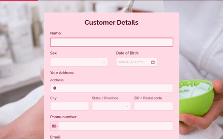 Client Information form page preview