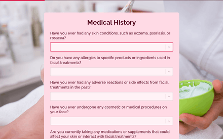 Medical History form page preview