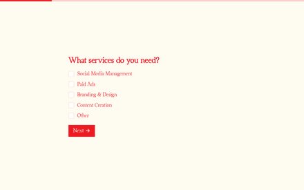 Services form page preview