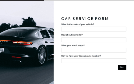 Vehicle form page preview