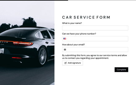 Customer form page preview