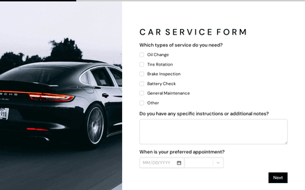 Service form page preview