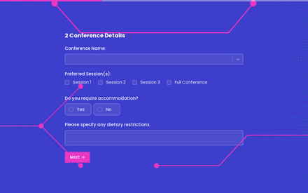 Conference form page preview