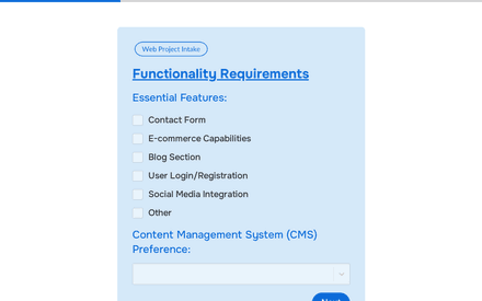 Functionality form page preview