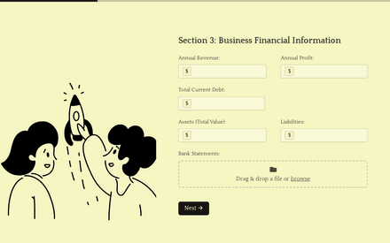 Financial form page preview