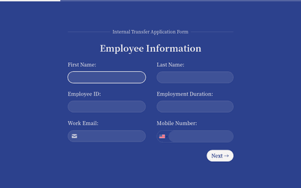 Employee form page preview