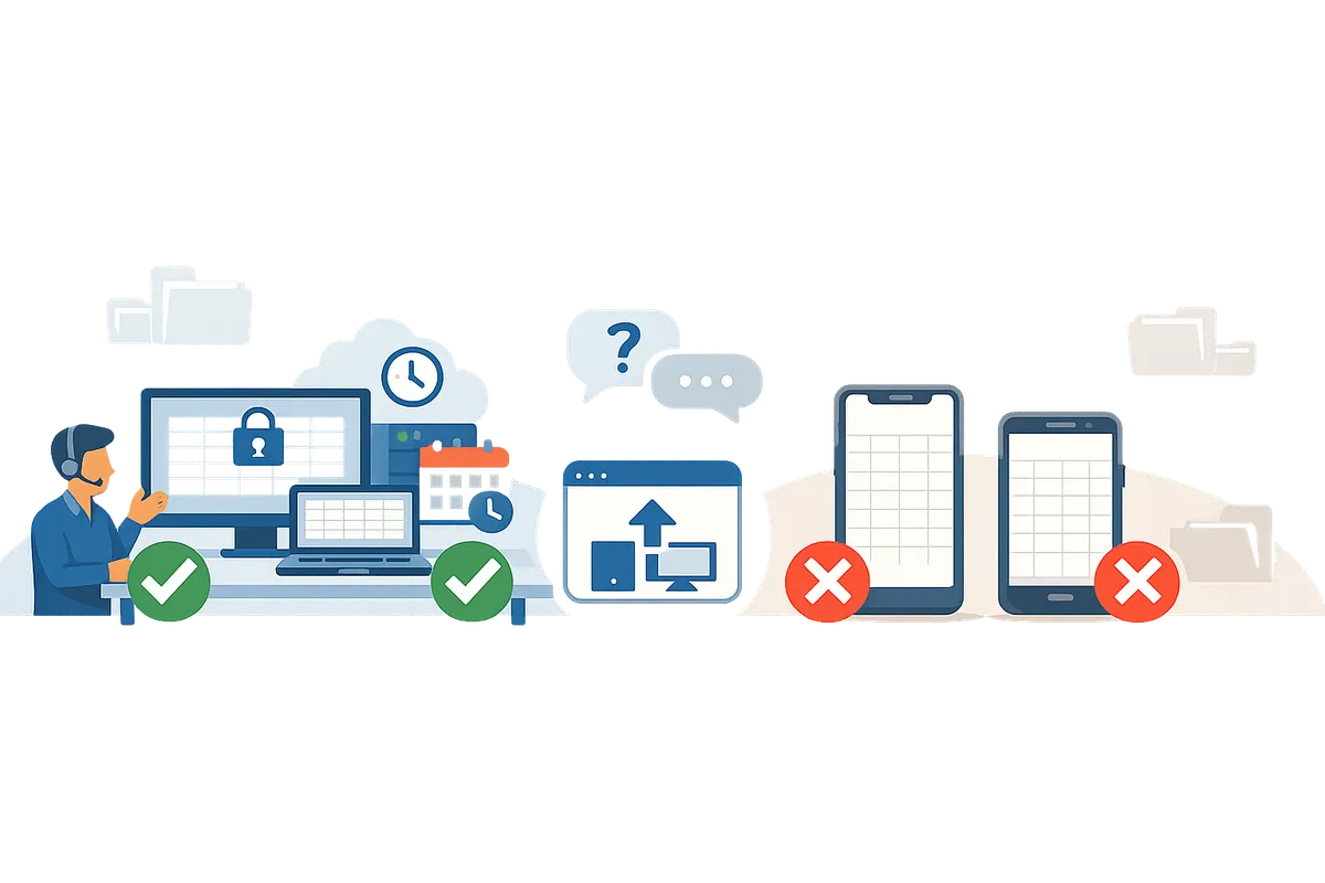 diagram showing which platforms support the sidebar add-on with desktop browsers and Excel web marked supported and iPhone and Android apps marked unsupported