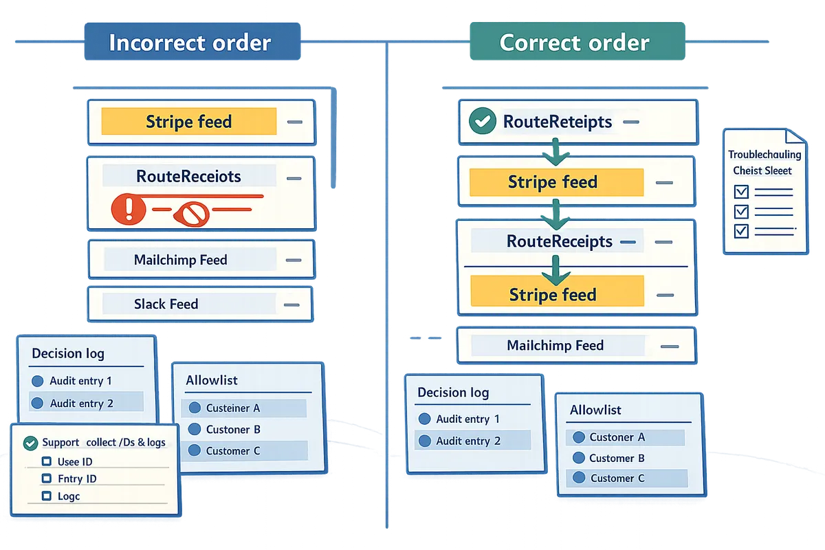 Gravity Forms feeds list with Stripe feed order highlighted