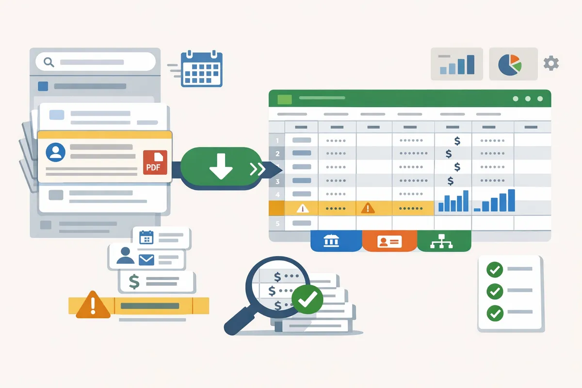 example CSV template open in Google Sheets showing bank transactions, customer list, and chart of accounts tabs