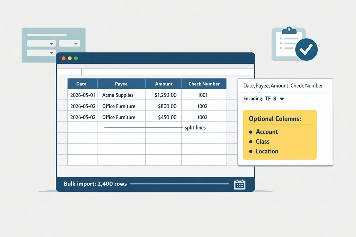 sample google sheet showing a 4column checks template with sample rows and highlighted validation checks