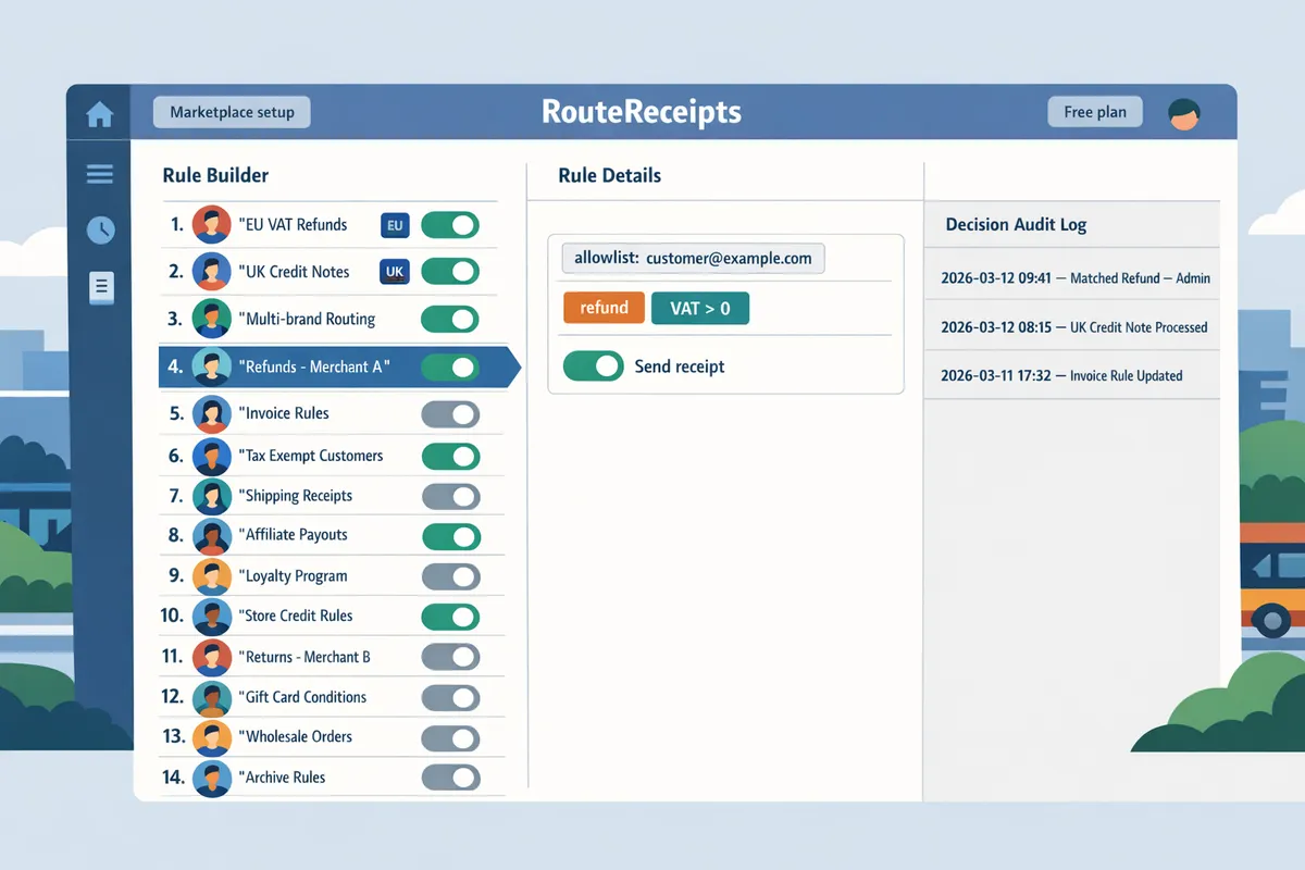 dashboard showing rule builder with allowlist entries profile names and toggle states