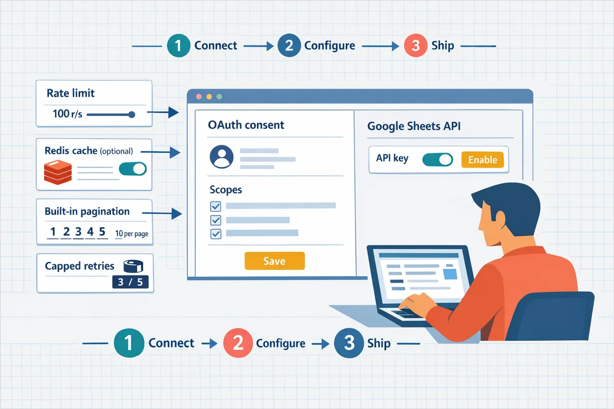 developer configuring oauth consent screen and enabling google sheets api in cloud console