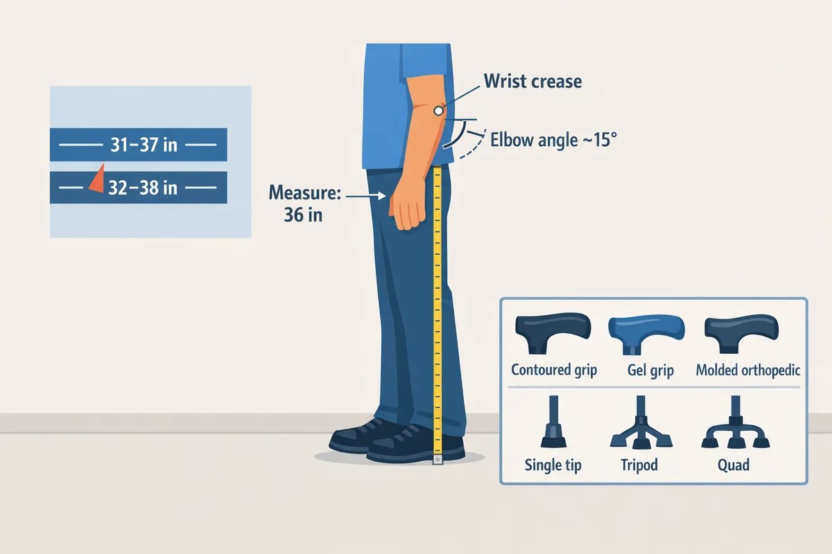 person standing in shoes with tape measure from floor to wrist crease annotated to show elbow angle and wrist crease point