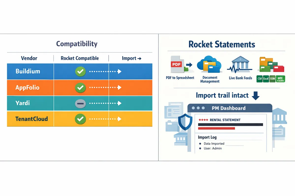 sidebyside comparison table layout showing vendor rows and rocket statements compatibility indicator